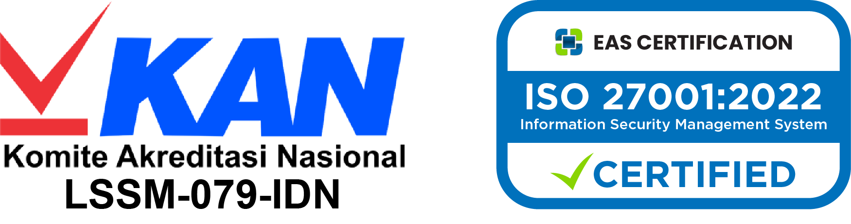 KAN and ISO 27001:2022 certification badges